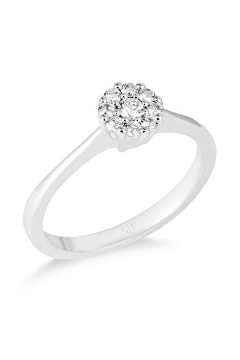 Sandra Ferretti 14K White Gold Ring with 0.22 Carat Diamonds