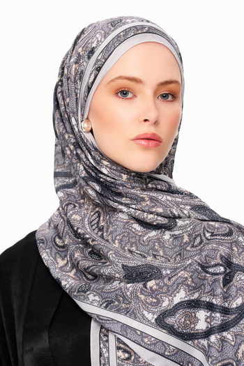 MOISCARF SİLVER ROSE Σάλι με εθνοτικό σχέδιο Superior Soft Μαύρο