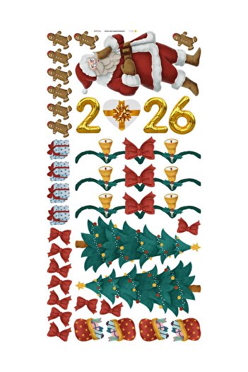 Dijitalya 2026 New Year Sticker Set, Double-Sided Transparent Glass Wall Decoration New Year Decal