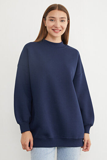 Fulla Moda 3 нитки Базовий велосипедний комір Oversize Світшот