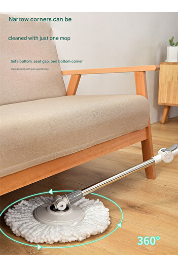 Eworld Spin Mop Set with Wheels, Stainless Steel Handle, 2 Microfiber Mop Heads & 7 Brushes, 6L Capacity