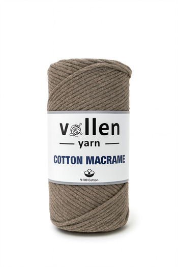 vollen yarn Premium Koton Cotton Macrame - Αλυσίδα Supla 2mm, Καφέ Σχοινί Τσάντας
