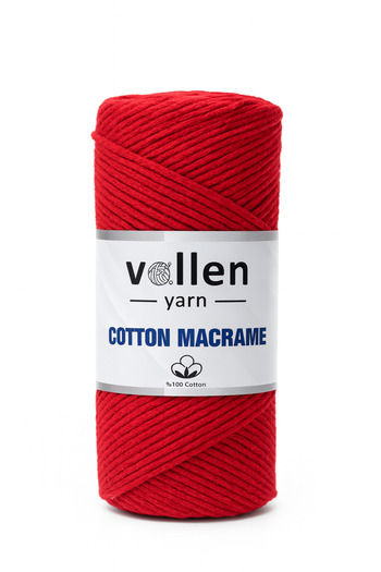 vollen yarn Premium Red Kotonya Macrame Lanyard - 2mm Cotton Chain, Supla Bag Lanyard