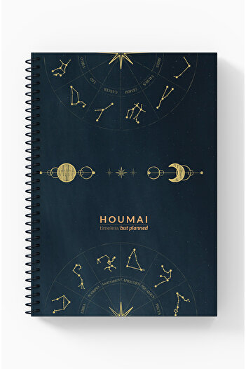 Yıldızistan A5 Lined Spiral Bound Cardboard Cover 96 Pages Houmai Special Collection Quality Printing School Notebook