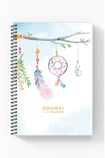 Kentsoylu Cardboard Cover A5 96 Pages Spiral Notebook, Houmai Series Special Collection, Checkered