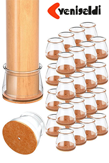Yenigeldi 32 Pieces Round Chair Feet (T:3.3Cm U:3.6Cm) Transparent Silicone Fine Felt Chair Feet