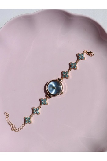 Reorah Collection Ocean Blossom Watch-Blue Stone Flower Watch