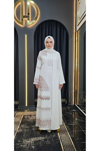 HARİKA WEAR Evening Star Royal Embroidered Navy Blue Ferace (Not Including Underwear)