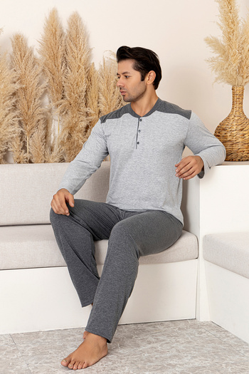 nisaNCa Cotton Long Sleeve Men's Pajama Set - 100% Cotton Pajamas