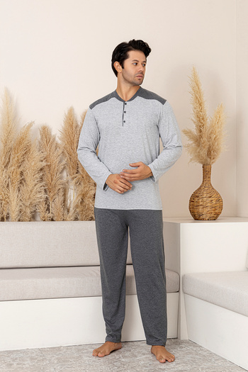 nisaNCa Cotton Long Sleeve Men's Pajama Set - 100% Cotton Pajamas