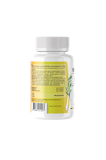 VITASIGN Premium Vitamin B12 500mcg, 180 Vegan Lozenges – Nervous System & Energy Support