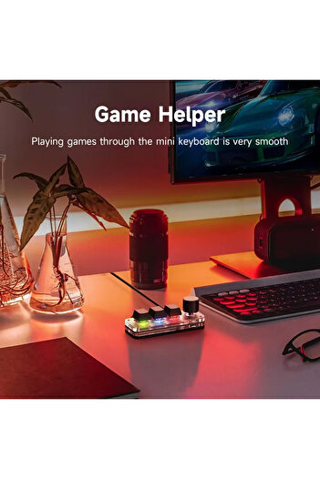 UnderShop Mini Mechanical Keyboard Programmable with 4 keys, Knob, RGB Lighting