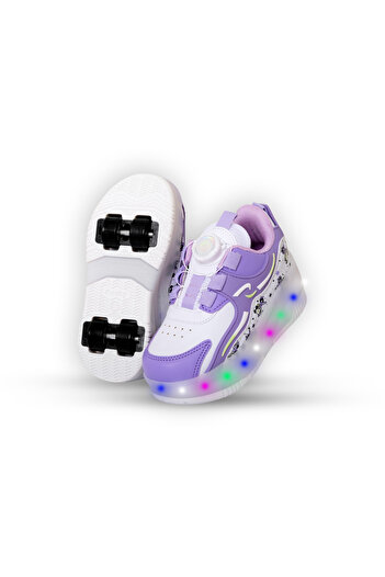 ROCKY SPORT Nils Girl's Comfortable Purple Sports Shoes & Sneakers with Skates and Lights |   4 Wheel Skateboard Shoes