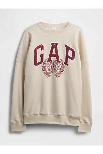 GAP Women's Cream Oversized Graphic Sweatshirt