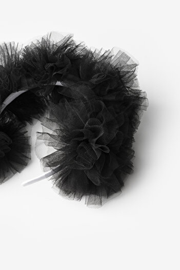 Le Mabelle Black Tulle Pompom Girl's Crown