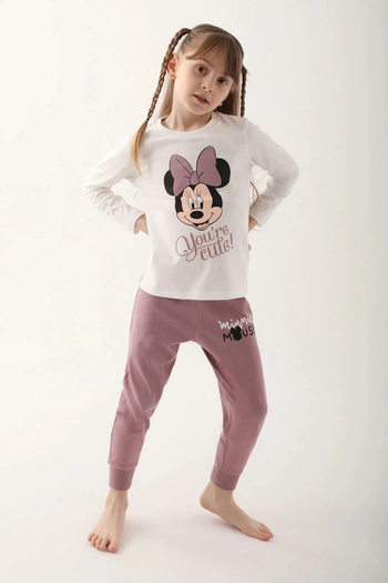 Minnie Mouse Disney girls' cream long sleeve pajama set