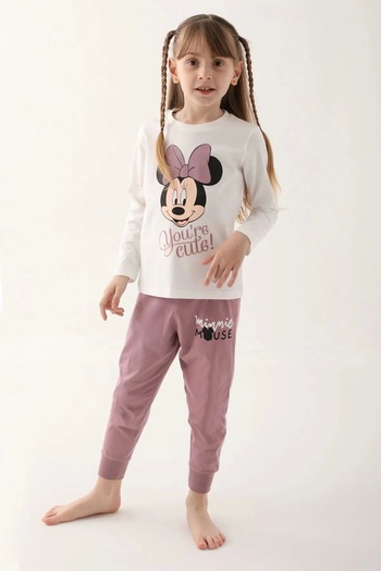 Minnie Mouse Disney girls' cream long sleeve pajama set