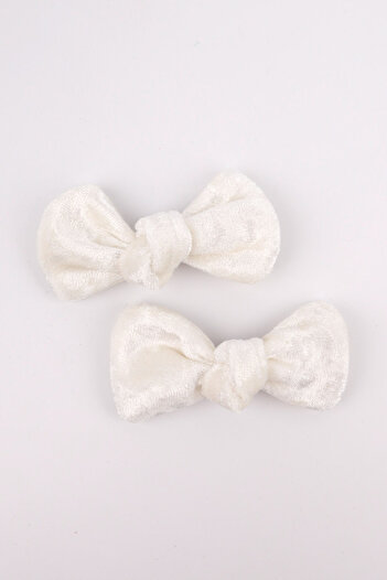 Le Mabelle White 2-Piece Velvet Girl's Clip Buckle