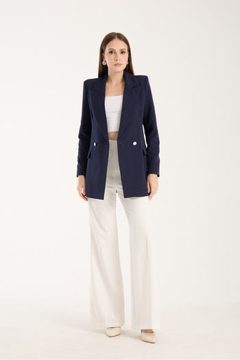 Bolivente Jachetă blazer țesătă oversize albastru bleumarin