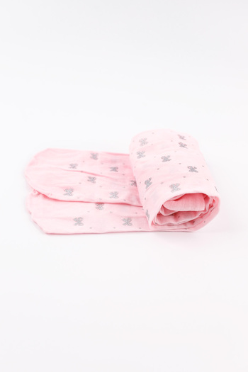 Le Mabelle Pink Glittery Bow Detailed Girls' Banana Pantyhose