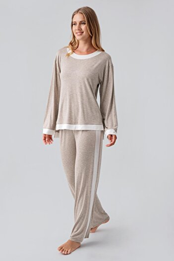Artış Long Sleeve Basic Flexible Viscose Pajama Set