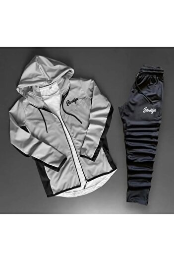 ByFourMan Brooklyn Printed Gray Black Bottom Top Tracksuit Set