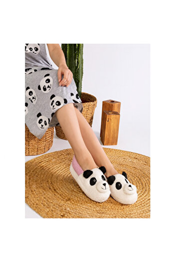 Behtah Kundura Ultra Light and Comfortable Panda Patterned Ankle Boots - Women's Home Shoes, Warm Wool