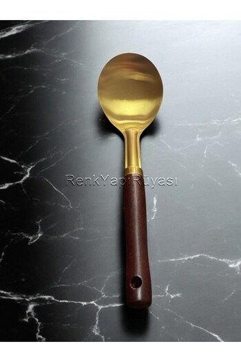 RENK YAPI RÜYASI 29 cm Gold Serving Spoon Presentation Scoop Steel Stainless Salad Spoon Spoon Scoop