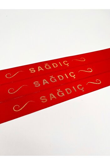 EvremStore Gold Groomsmen Ribbon on Red 3 Pieces
