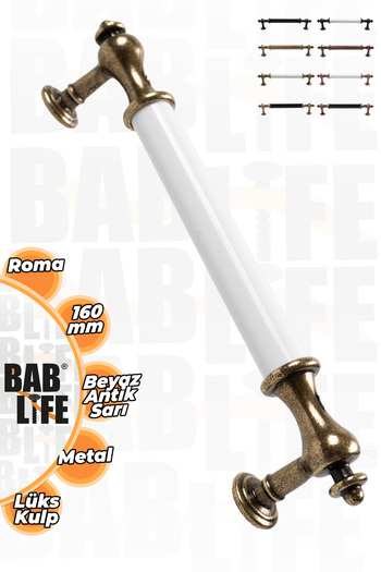 bablife Rome 160mm White - Antique Yellow Luxury Modern Drawer Cabinet Wardrobe Furniture Handles