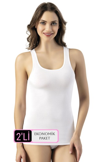 KOTA Women's 2 Pack White Tank Tops with Wide Straps