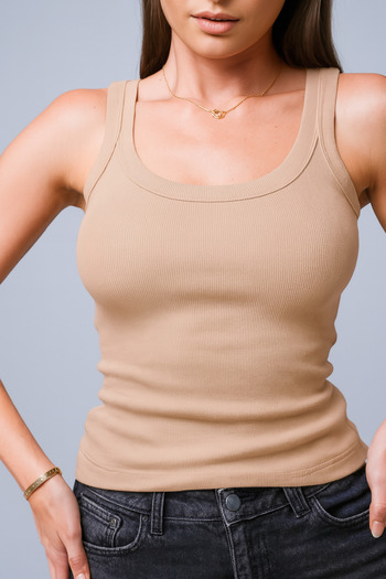 MİO ESTİLO Novelle Wide Strap Ribbed Tank Top