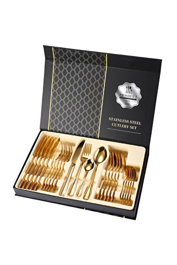 Trendy's 24-piece cutlery set, stainless steel, for 6 people, TRENDY'S, gold