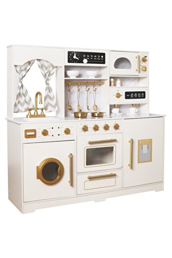 Smart Vibe FrenchBistro™ MDF Kids Kitchen with Lights, Sounds, Electric Sink and Accessories