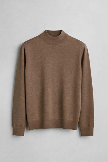 Valiberta Fincher Half Fisherman Regular Fit High Neck Men's Sweater - Beige