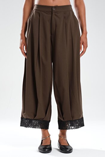 tw3 Women's Pleated Design Trousers with Lace Detail on the Legs