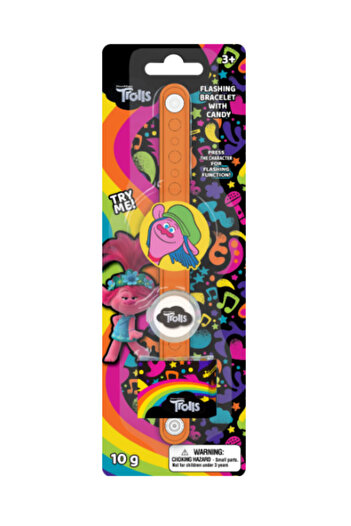 Trolls Flashing Bracelet With Candy Assorted Characters, 10gm(1pcs) x 12 Pcs