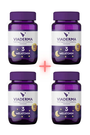 Viaderma Melatonin 3 Mg 60 Tablets Sleep Support Regulator Deep Sleep 4 Pack