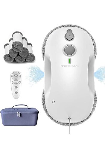 Tosima Robot inteligent de curățare a geamurilor W3 3800PA, funcție de pulverizare automată, rezervor de 80 ml, alb inteligent