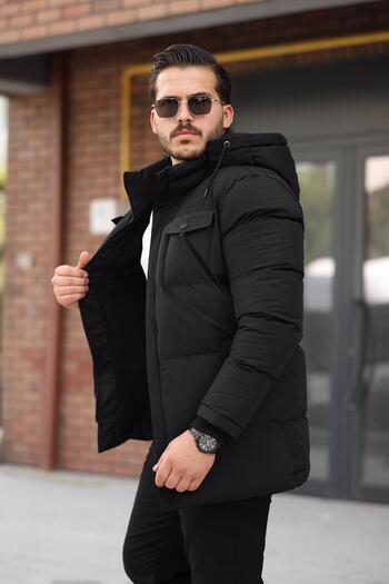 ByTrend Long Puffer Coat with Chest Pockets and Fur Lining Pldp 2957_50456-1