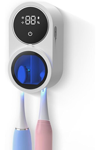 TERRION Toothbrush Holder and Cleaner for Bathroom Light Cleaning Fan Drying Round in Circle Automat