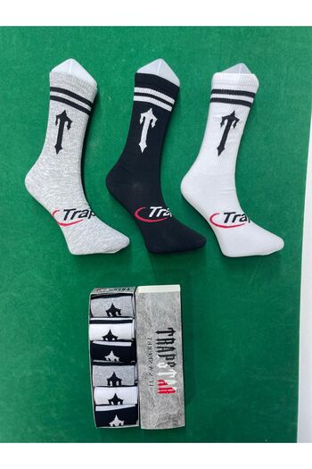 trapstar , Set of long unisex socks - 6 pairs, White, Black, Grey, One Size