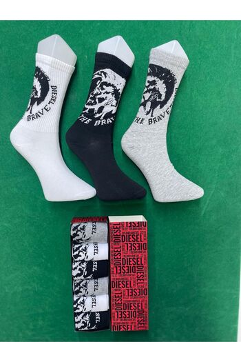 Diesel , Set of long unisex socks - 6 pairs, White, Black, Grey, One Size
