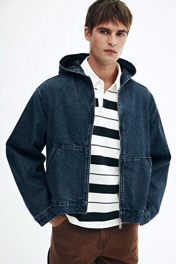 H&M Kapüşonlu Kot Ceket Loose Fit
