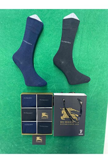 BURBERRY , Set Bamboo Socks, 6-Pack, Black, Navy Blue
