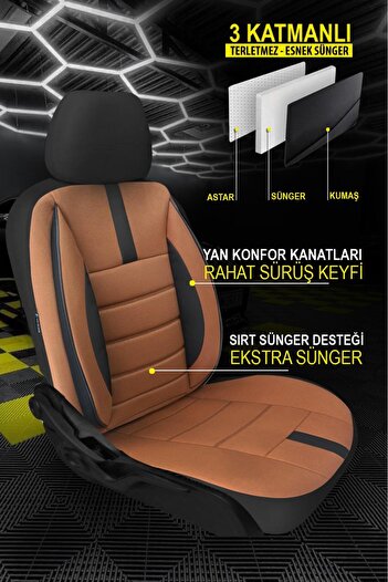 GM-DESIGN Onyx Tan Car Seat Cover - (Compatible with Tofaş Kartal, Şahin, Doğan, Serçe, Tempra)