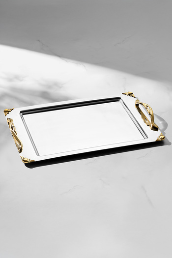 Nehir Δίσκος τσαγιού από ατσάλι Sare Gold Satin