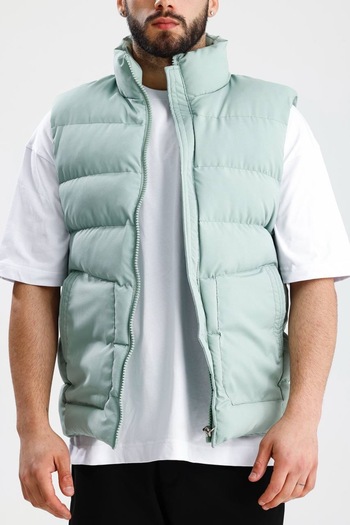 İLKCET MODA Men's Mint Oversize Sleeveless Vest with Pockets