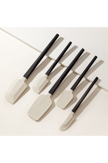 Flippy Set 5 Kitchen Utensils, Flippy, Silicone and Wood, Spatulas of Different Sizes, Heat Resistant, Non-