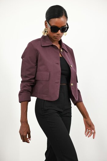 5in1Canpolat Plum Gabardine Jacket 0163
